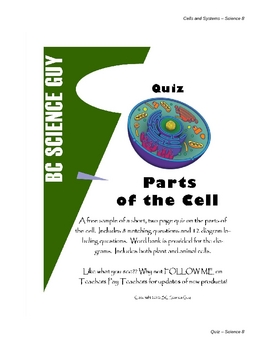 Preview of Parts of the Cell Quiz