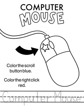 Preview of Parts of the Computer Mouse coloring sheet FREE