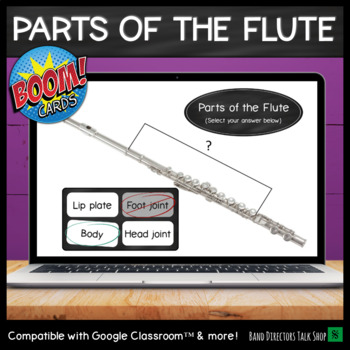 Preview of Parts of the Instrument BOOM Cards for Beginning Band- Interactive Flute Quiz