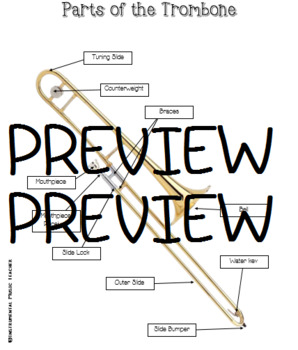 Preview of Parts of the Trombone Diagram & Diagram to Label for Beginning Band