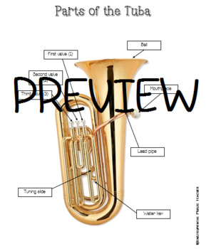 Preview of Parts of the Tuba Diagram & Diagram to Label for Beginning Band