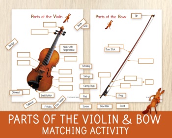 Preview of Parts of the Violin and  Bow, Matching Activity, Music Resource