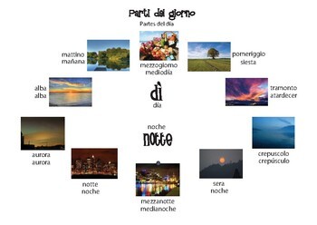 Preview of Parts of the day: Italian/Spanish flash card (+Digital TpT)
