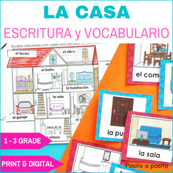 Preview of Parts of the house in Spanish Vocabulary and Writing Activities 1 - 3 Grade