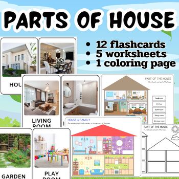 Preview of Parts of the house, room of the house, family, vocabulary, kindergarten