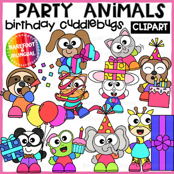 Preview of Party Animals Clipart - Cuddlebugs Collection Birthday Clipart