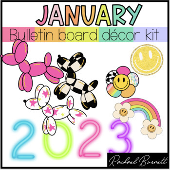 Preview of Party Animals // January Retro 90's Y2K Bulletin Board Decor Kit