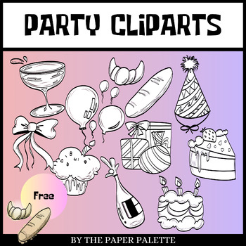 Preview of Party Clip Art black & white png