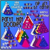 Party Hat Doodles (BW and full-color PNG images)
