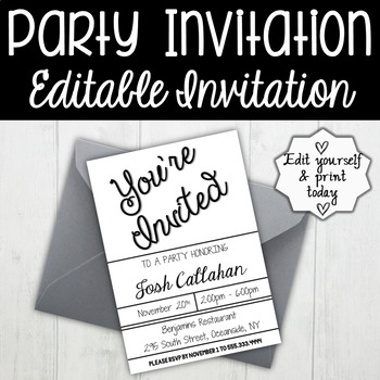 Party Invitation by Count On Me | Teachers Pay Teachers