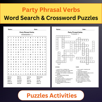 Preview of Party Phrasal Verbs | Word Search & Crossword Puzzles Activities
