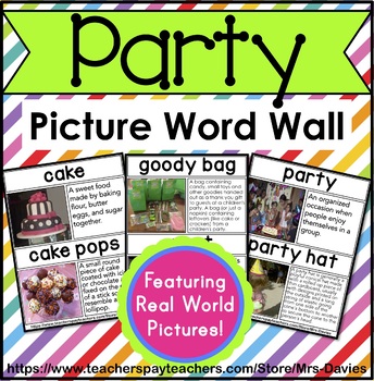 Preview of Party Picture Word Wall Real World Pictures