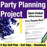 Party Planning Math Project: Use a Budget, Add Decimals an