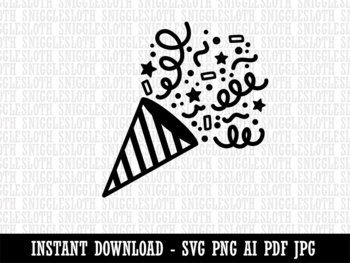 Party with Confetti Clipart Instant Download AI PDF SVG PNG JPG