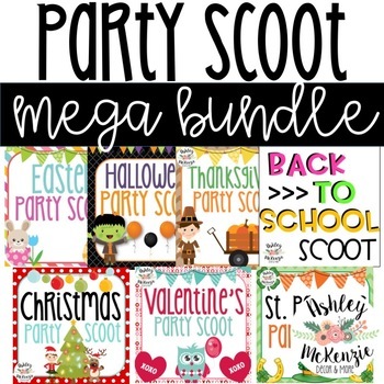 Preview of Party Scoot Mega Bundle (Over 200 Holiday Themed Task Cards!)