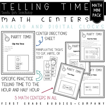 Preview of Party Time: 5 Math Acitivites for Telling Time  (1.MD.3)