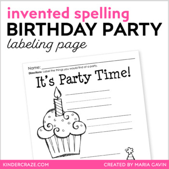 Preview of Birthday Party Labeling Activity Worksheet
