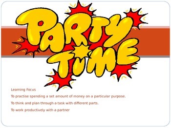 Preview of Party Time - Maths Budgeting Task