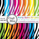 Party Zebra Brights Digital Paper Pack Commercial Use Pers