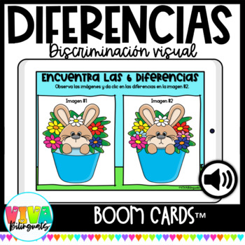 Preview of Pascua Encuentra la diferencia | Spot The Differences Easter Boom Cards™ Spanish