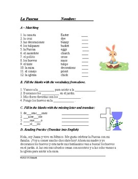 Preview of La Pascua: Spanish Easter Worksheet