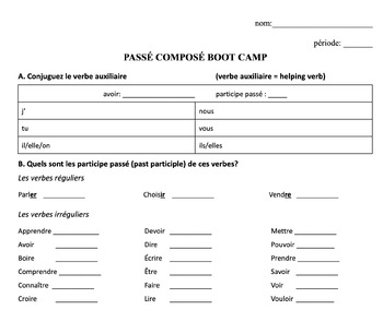 Preview of Passé Composé Boot Camp