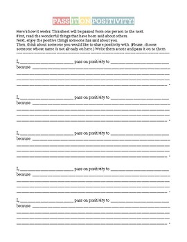 Pass It On Positivity: Social Emotional Learning Activity by run-read ...