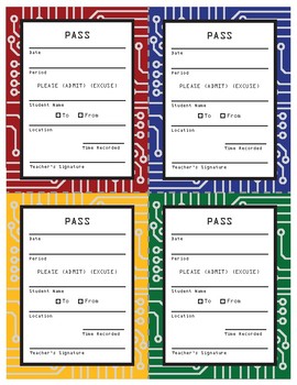 Preview of Classroom Pass Slip - Circuit Board Design