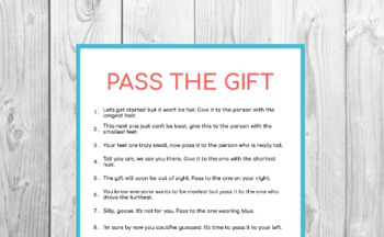 Preview of Pass the Gift Game | Birthday Game | Family Game | Kids Games | Party Games