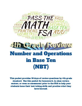 Preview of Pass the Math FSA (4th grade): Numbers/Operations in Base Ten: 10 days of Review