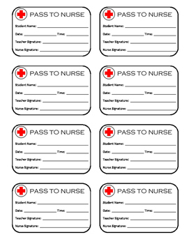 Preview of Nurse Pass / Pass to Nurse's Office