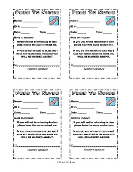 Preview of Pass to Nurse - Printable.  Send students to the nurse with a real pass!