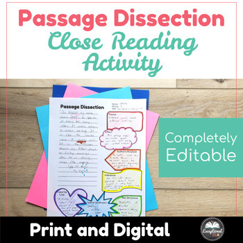 Preview of Passage Dissection - Close Reading - Print & Digital - Use for any story