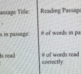 Passage Reading Fluency Record Sheet