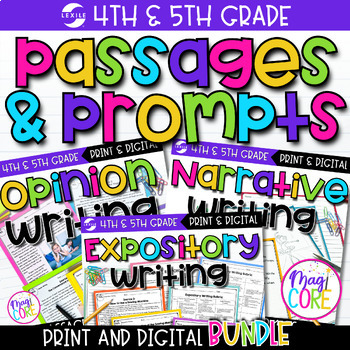 Preview of Writing Passages & Prompts Narrative Opinion Expository 4th 5th Grade Test Prep