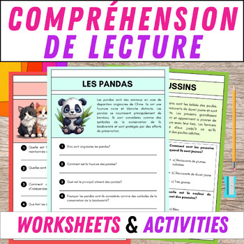 Preview of Passages et questions de compréhension de lecture en français - Reading ....