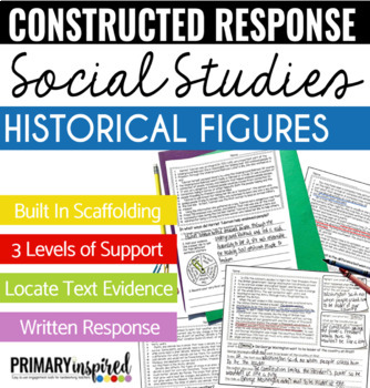 Preview of Passages for Constructed Response with Text Evidence *HISTORICAL FIGURES*