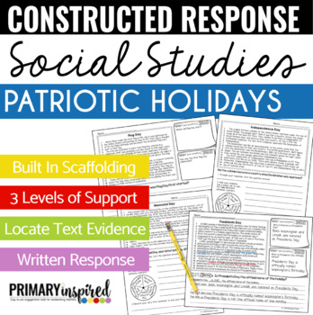 Preview of Passages for Constructed Response with Text Evidence *PATRIOTIC HOLIDAYS*