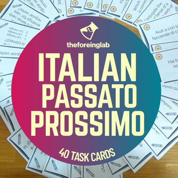 Preview of Passato Prossimo: 40 Italian Task Cards!