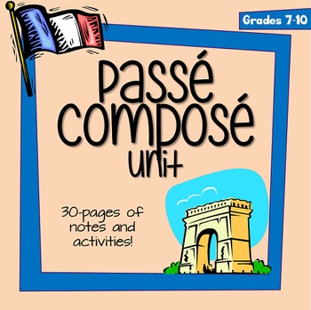 Preview of Passé Composé - Editable Notes, Activities, Puzzles, and Test