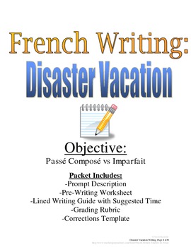 Preview of Passe Compose and Imparfait Writing Prompt for French, Rubric and Pre-Writing