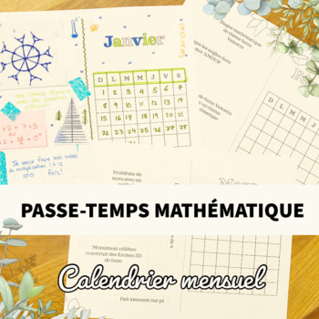 Preview of Passe-Temps Mathématique - Calendrier Mensuel - Activité Suppléant