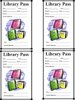 Preview of Passes: Library Hall Pass / Student Library Pass