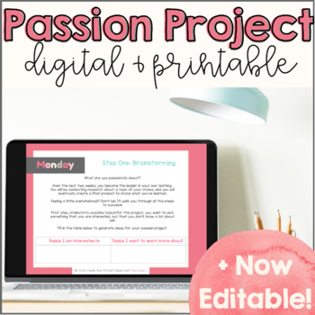 Preview of Passion Project | Genius Hour | Digital Google Slides, Printable, and Editable