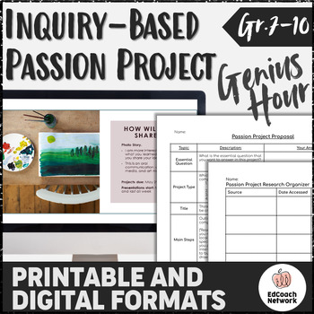 Preview of Passion Project Templates for Genius Hour Inquiry Presentation Assignment