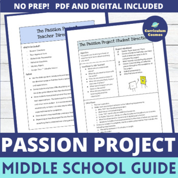 Preview of Passion Project Guide for Middle School