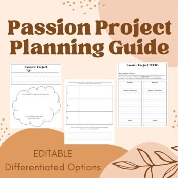 Preview of Passion Project Planning Guide Grades 3-5