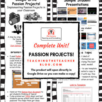 Preview of Passion Project Unit in Google Drive | Distance Learning