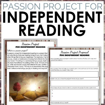 Preview of Passion Project for Independent Reading, grades 6-10