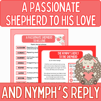 Preview of Valentine's Day Poetry Unit Writing/Comprehension/Display: "Passionate Shepherd"